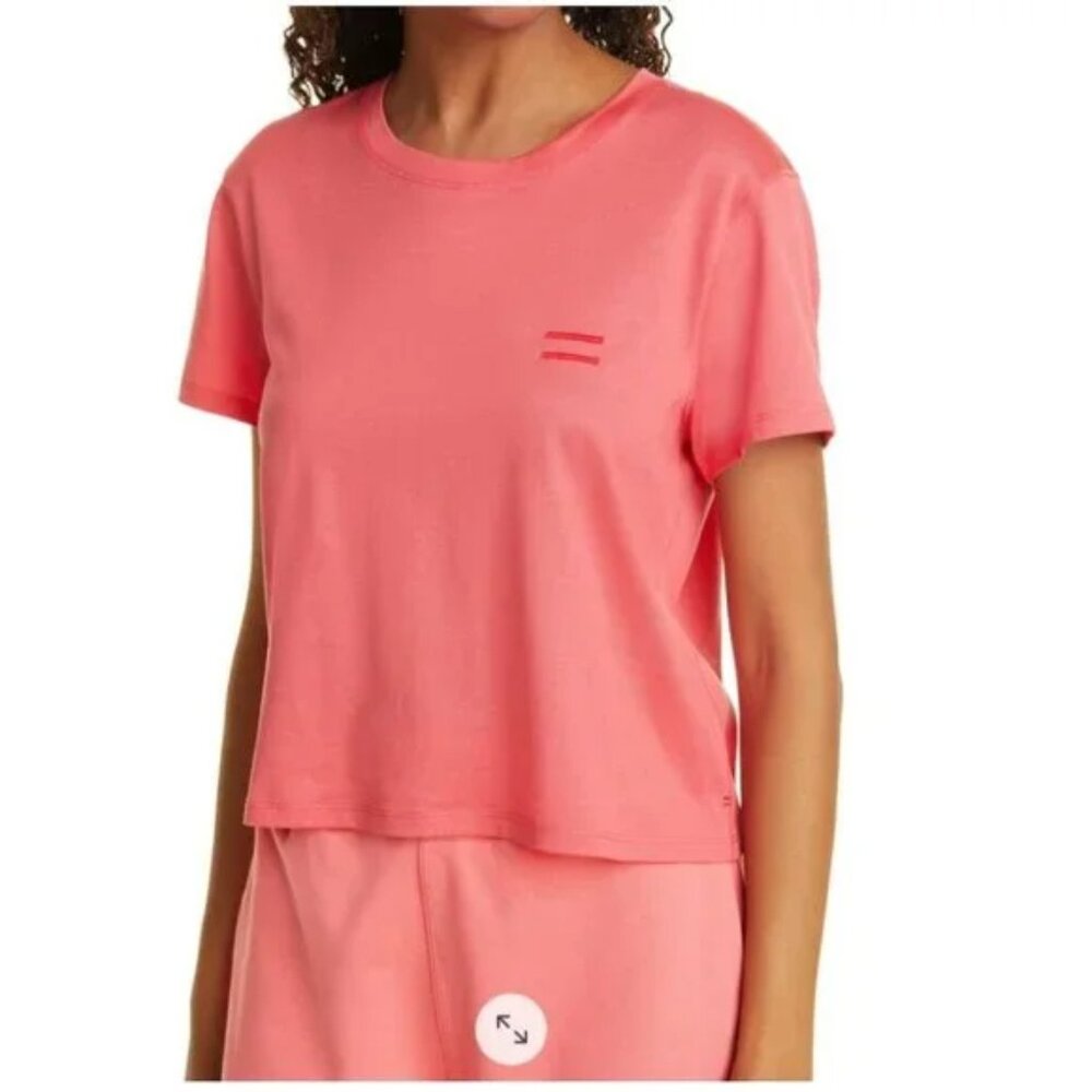 La Ligne Bartack T-Shirt coral pink orange L large cropped short sleeve tee